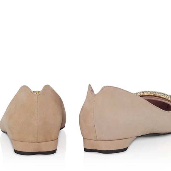 Escada Iconic Swarovski Crystals Beige Suede Pump - Picture 11 of 12